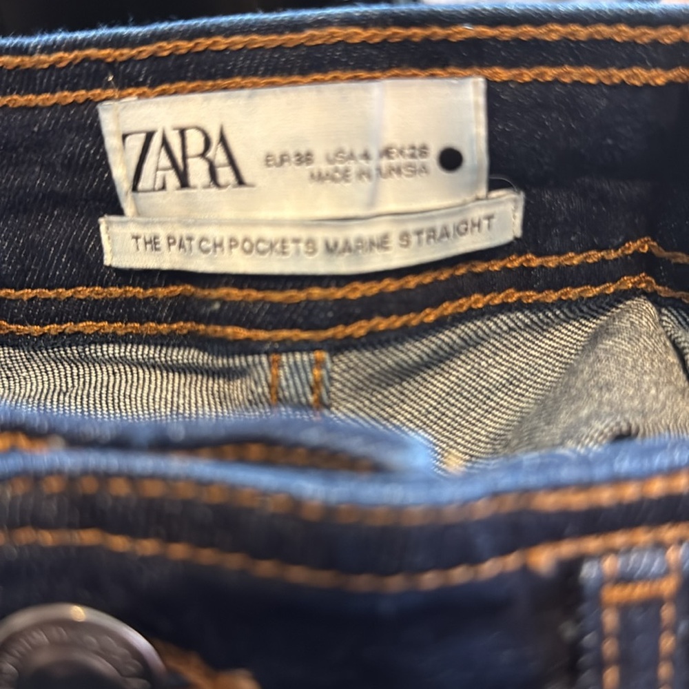 Zara Navy Straight-Leg Jeans size 4   MN132 - Picture 3 of 4